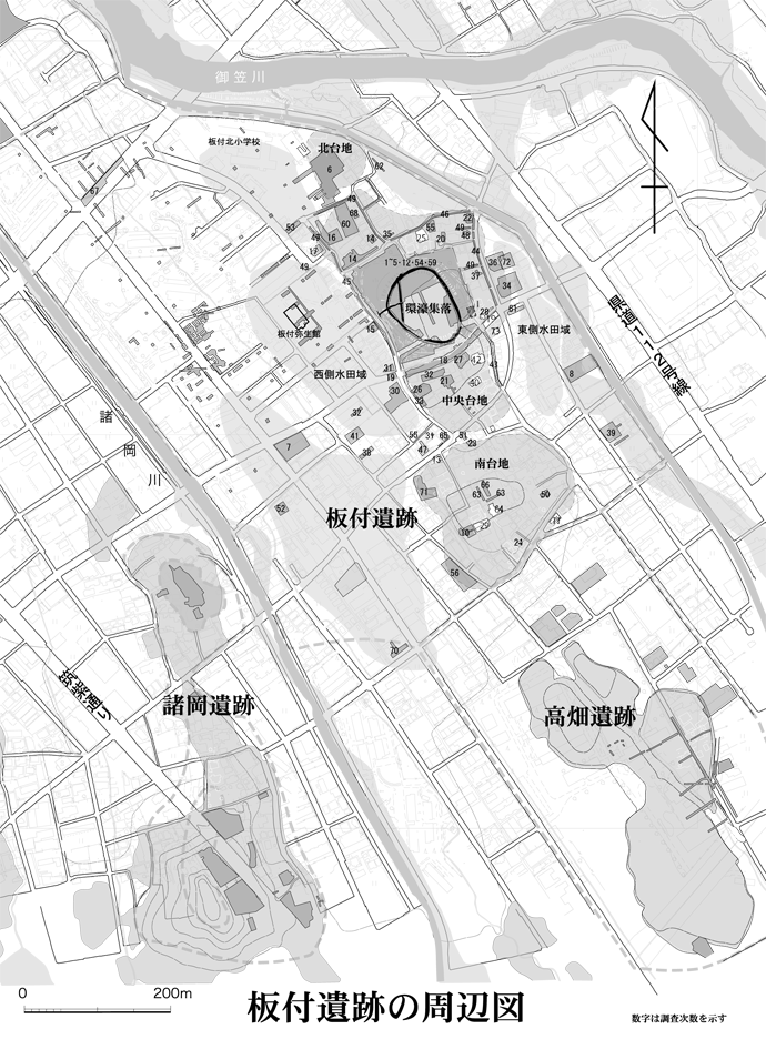 福岡市博物館もよりの砂丘遺跡　西新町遺跡・藤崎遺跡位置図
