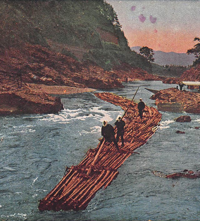 大正〜昭和時代前期、保津川の筏(京都)