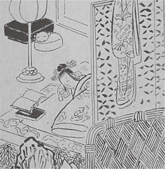 図２　『筑前名所図会』より「継母讒濡衣図」（部分）