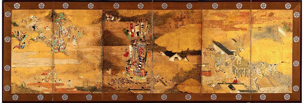 写真３〕博多祇園山笠巡行図屏風