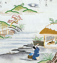 女夜仕事図袱紗（部分）