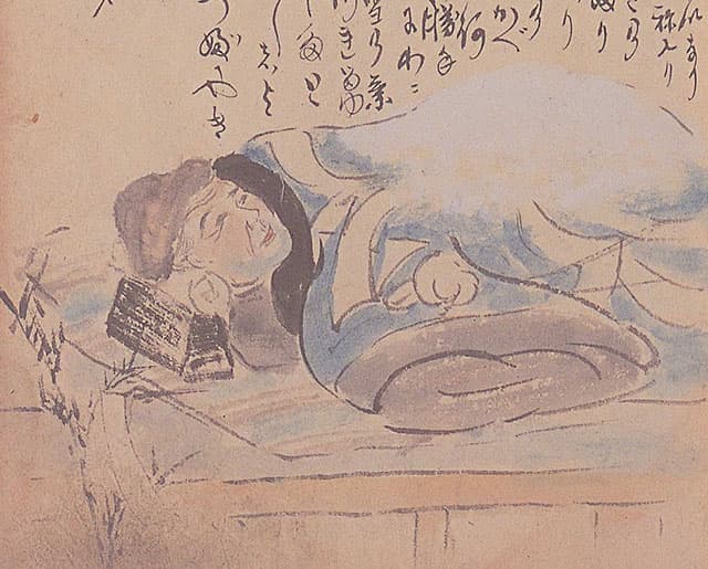 雪の積もった布団で寝る人（14、「旧稀集」より）